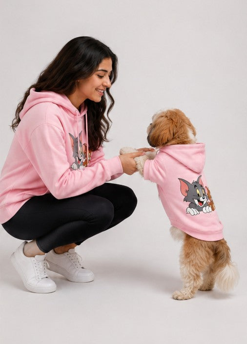 Twinning Tom & Jerry Printed Hoodies for Pet & Parent