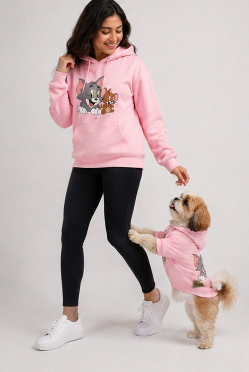 Twinning Tom & Jerry Printed Hoodies for Pet & Parent